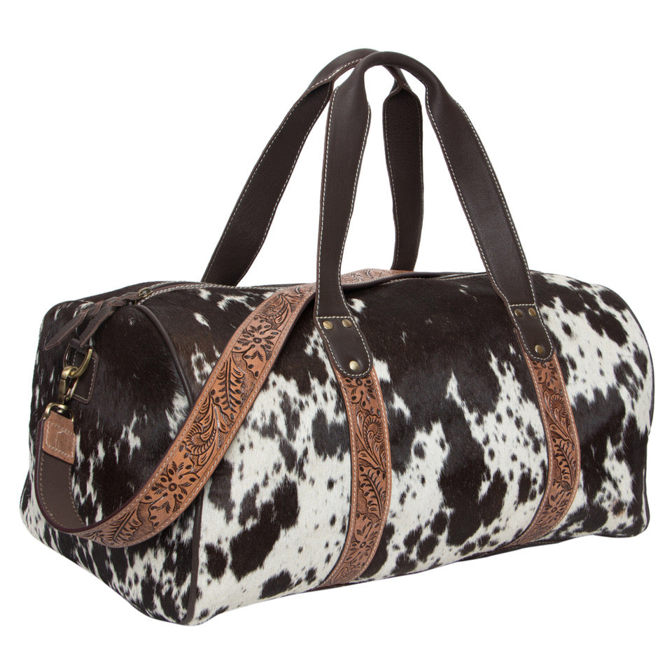 Tooled Cowhide Duffle Bag