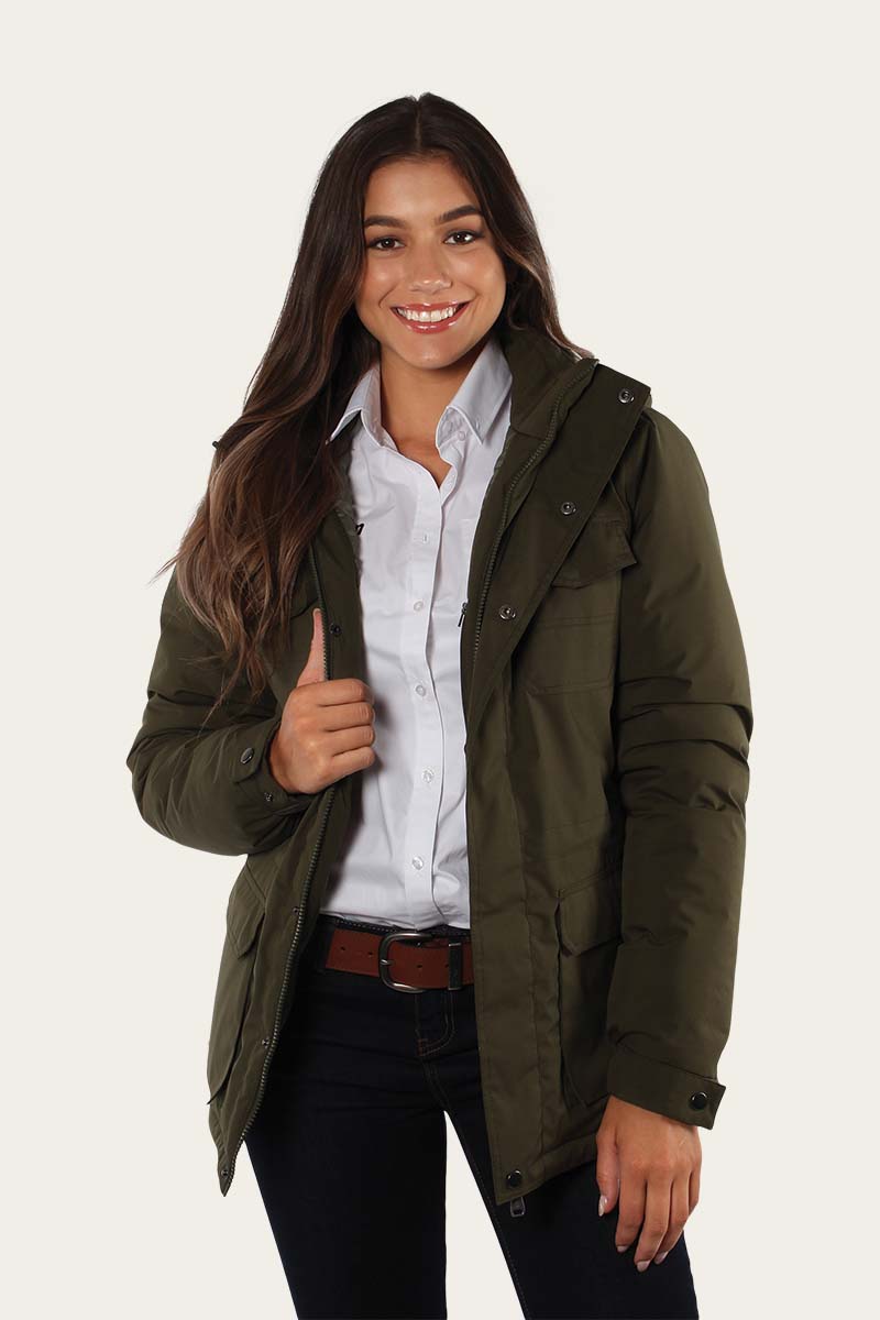 Green hooded jacket women's outlet