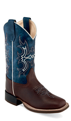 Old West Kids Western Ocean Blue Square Toe Boots