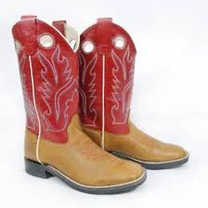 Old West Youth Red Square Toe Boots