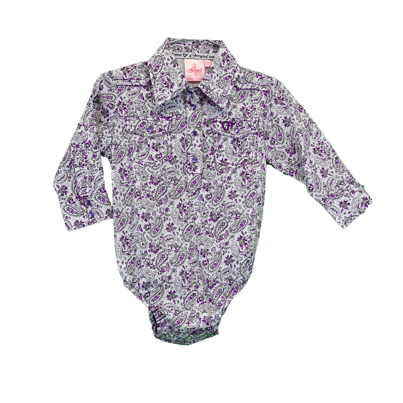 Cowgirl Hardware Infant Girls Purple Floral Romper