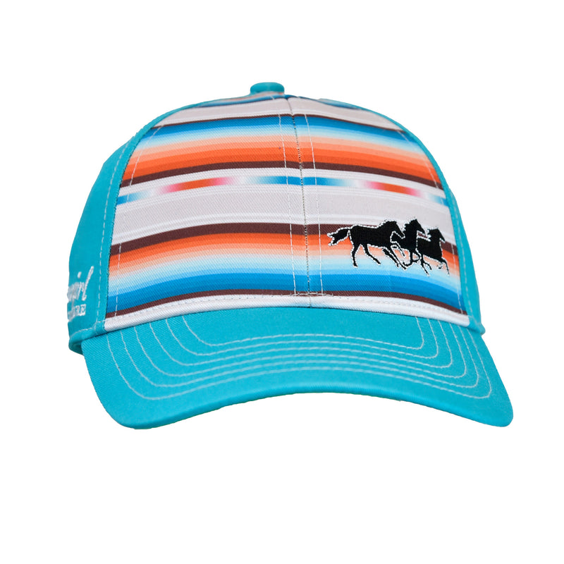 Girls Turquoise Serape Horse Cap