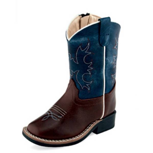 Old West Toddler Ocean Blue Square Toe Boots