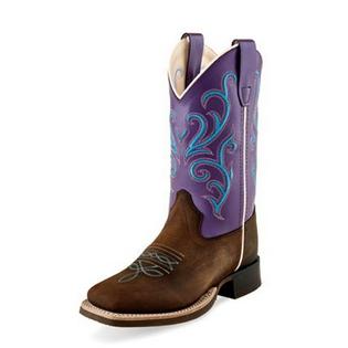 Old West Kids Western Purple Square Toe Boots