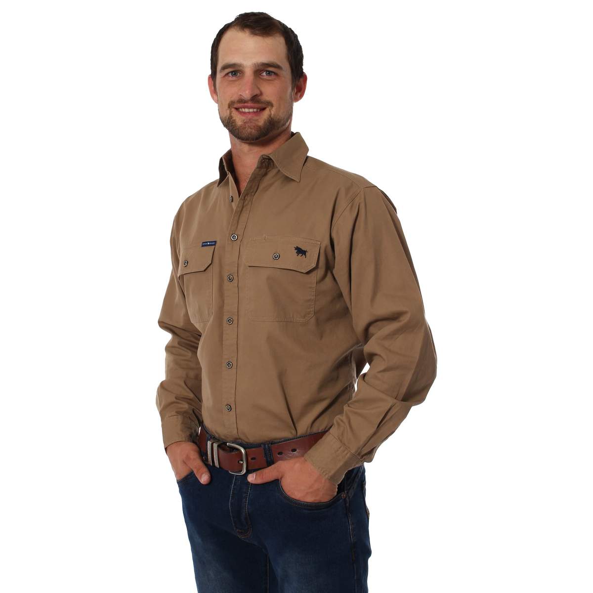 King River Mens Full Button Work Shirt Clay