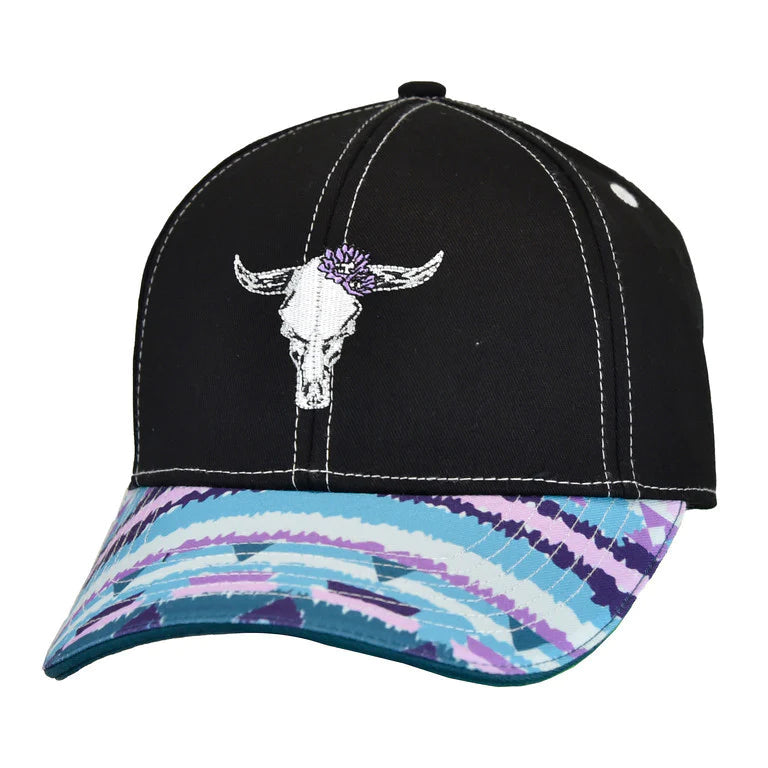 Womans Painted Desert Skull Purple Cap