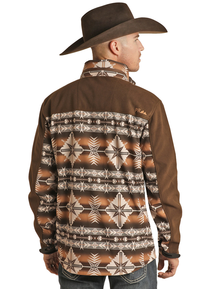 Mens Brown Softshell Aztec Jacket