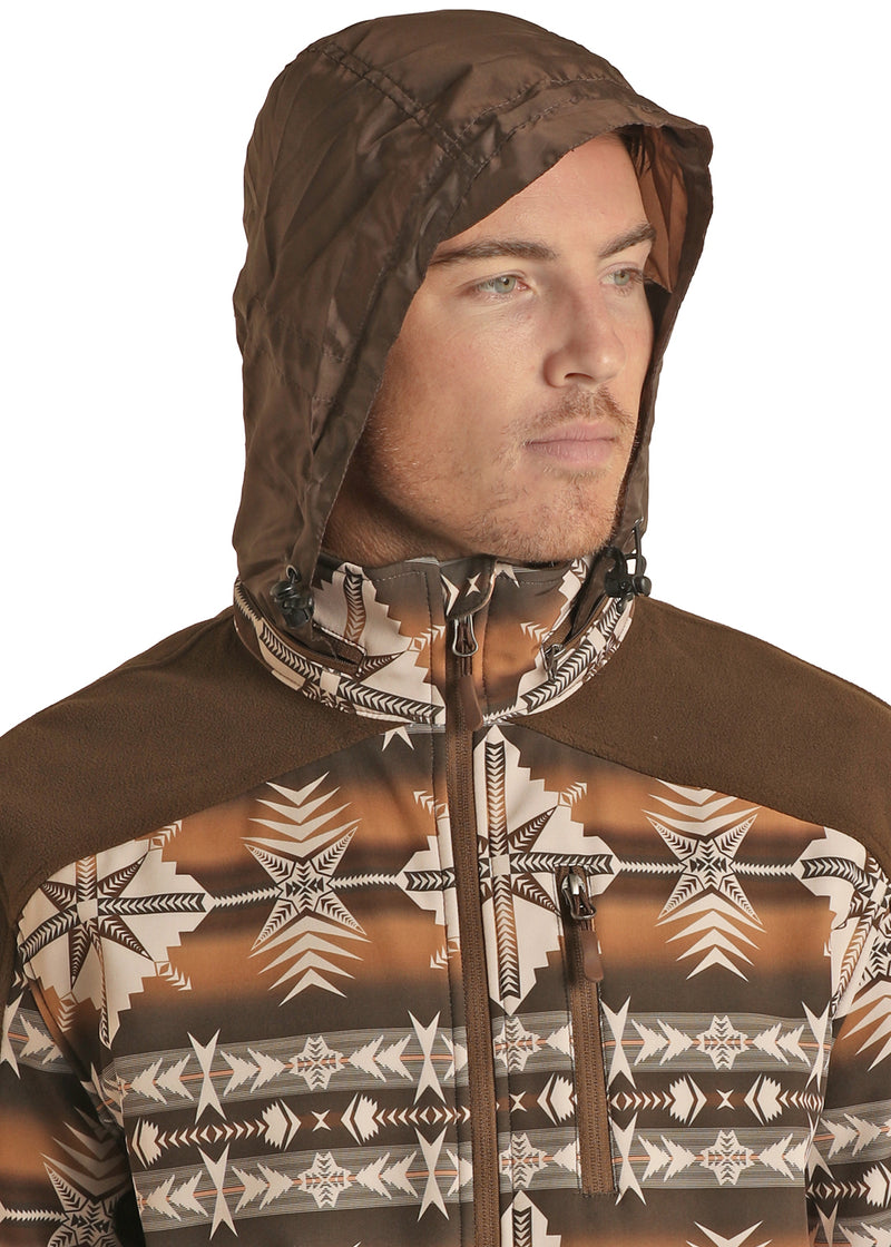 Mens Brown Softshell Aztec Jacket