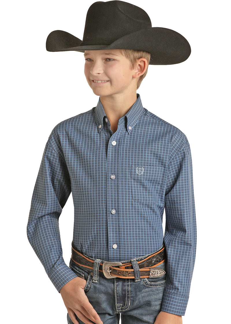 Boys Navy Check Shirt