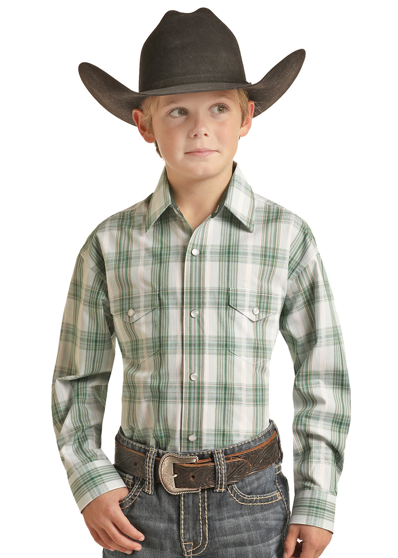 Boys Evergreen Plaid Shirt