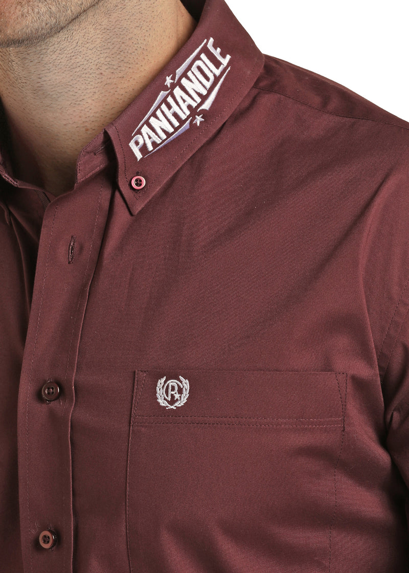 Mens Maroon Embroidered Panhandle Shirt