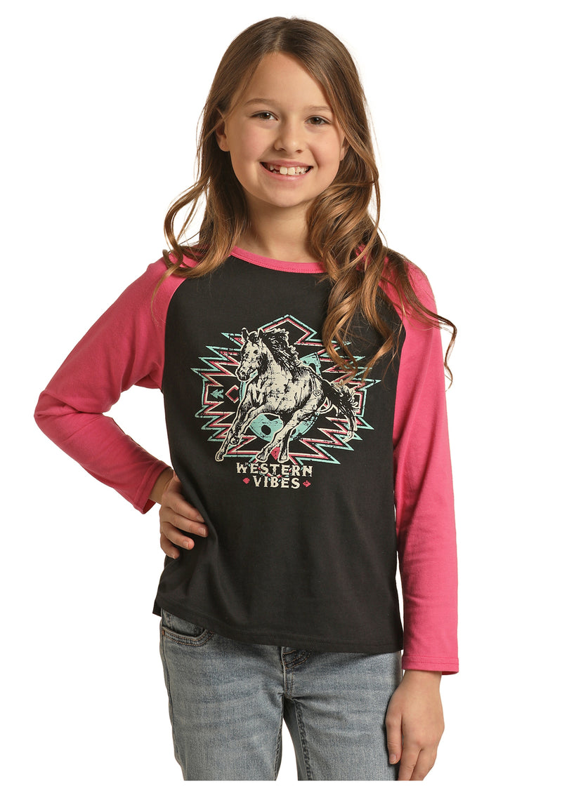 Girls Western Vibes Horse Tee