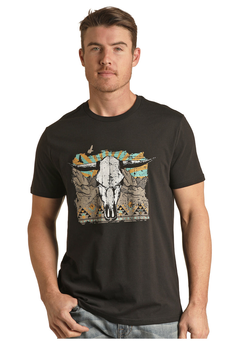 Mens Steerhead Graphic Black Tee