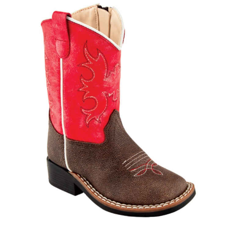 Old West Toddler Dark Pink Square Toe Boots