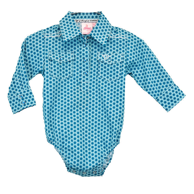 Cowgirl Hardware Infant Girls Turquoise Star Romper