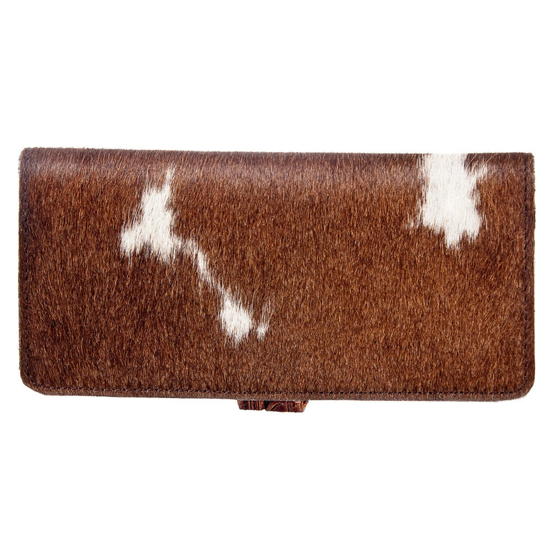 Aqua Stitch Floral Carved Cowhide Wallet