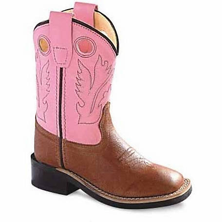 Old West Toddler Pink Square Toe Boots