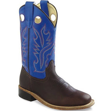 Old West Youth Blue Square Toe Boots
