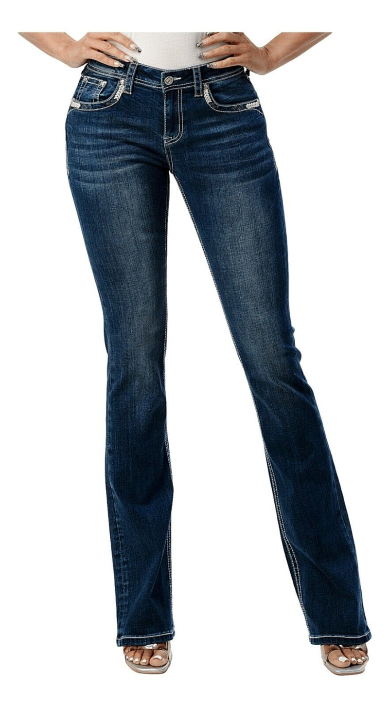 Grace In LA Stitched Cross Easy Fit Jeans