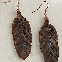 Leather Feather Earings