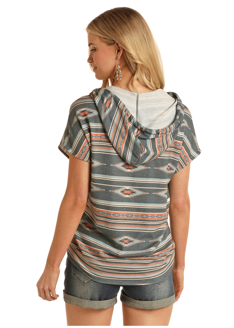 Womans Geo Print Hooded Tee