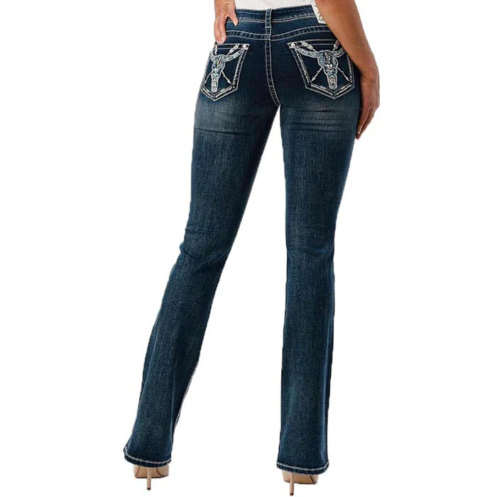 Grace In LA Skull Pocket Easy Fit Jeans