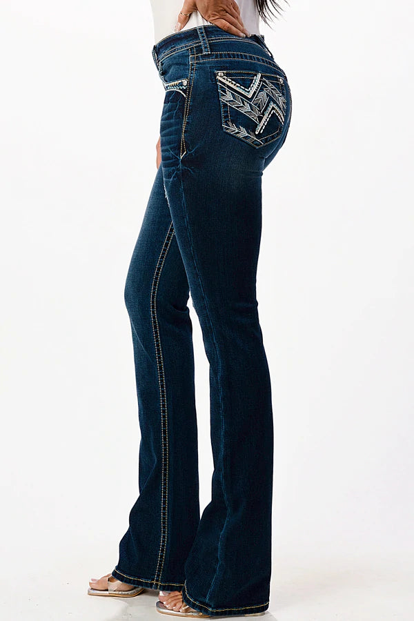 Grace In LA Geometric Pocket Easy Fit Jeans
