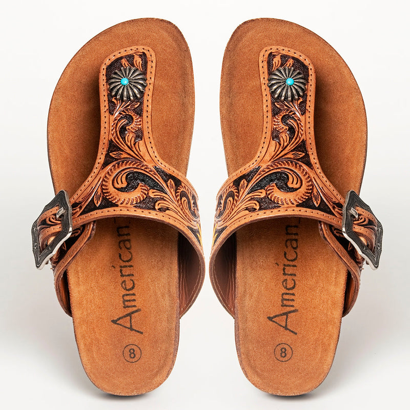 Tooled Leather Western Sandals