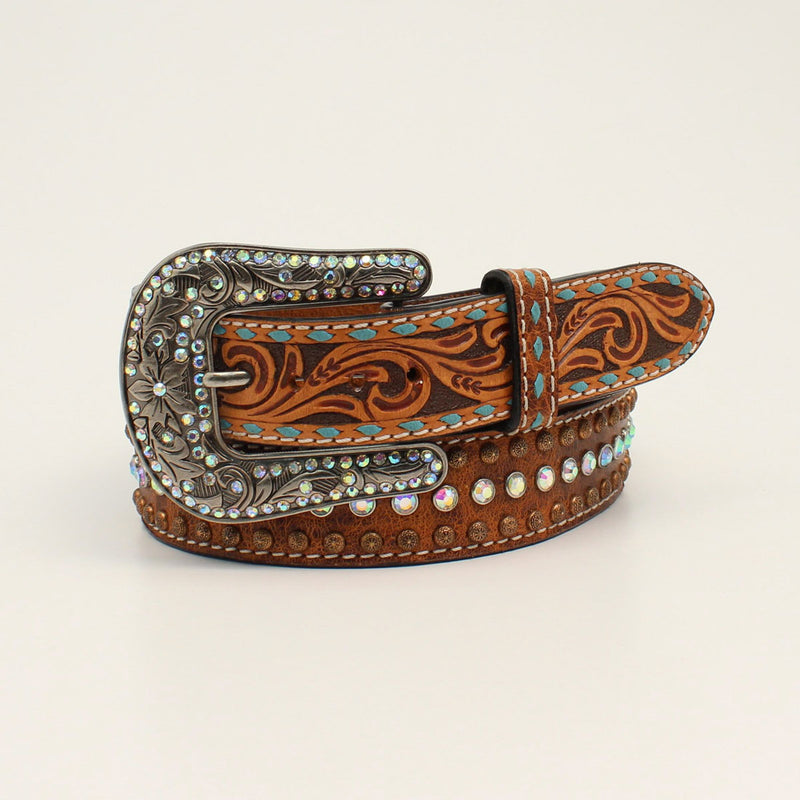 Womens Angel Ranch Tooled Feather Western Belt