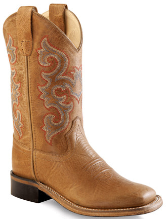 Old West Kids Western Tan Square Toe Boots