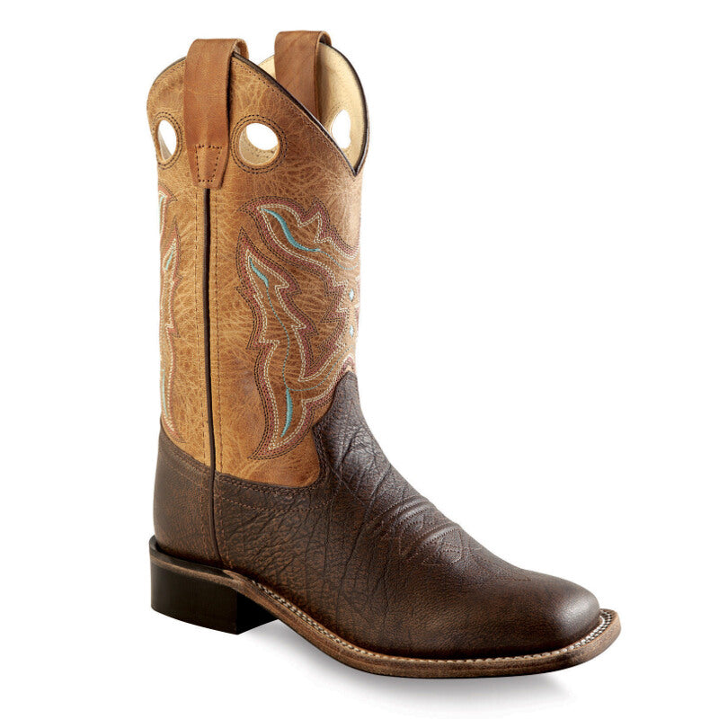Old West Youth Brown & Tan Square Toe Boots