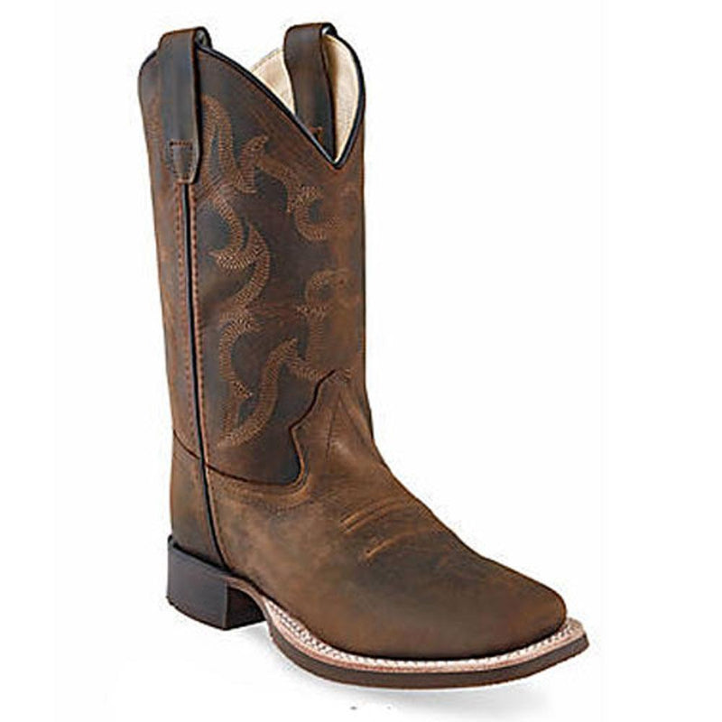 Old West Kids Western Brown Square Toe Boots