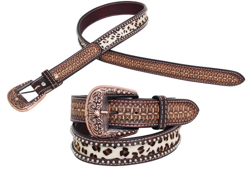 Womans Leopard Print Hair on Hide Western Belt