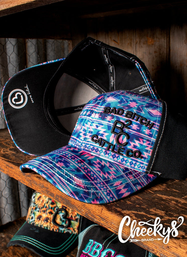 BB Cattle Co Turquoise and Pink Aztec Cap