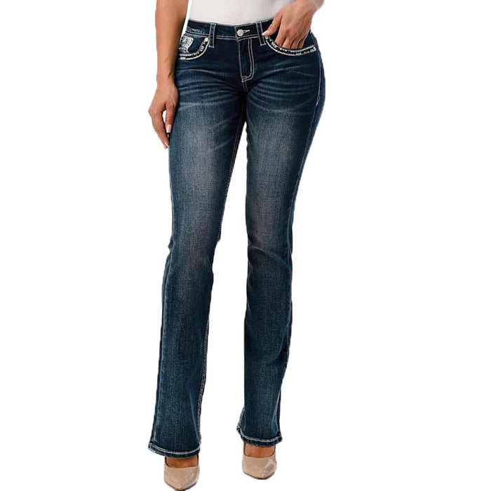 Grace In LA Skull Pocket Easy Fit Jeans