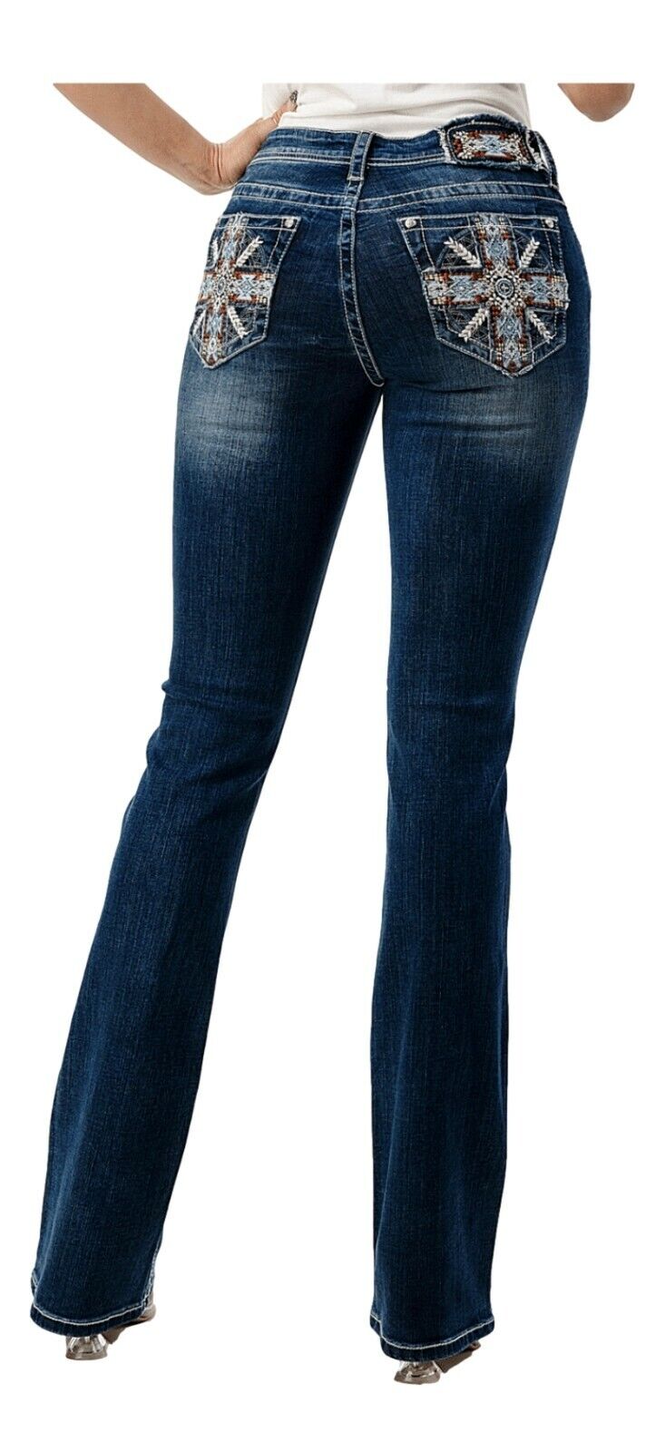 Grace In LA Stitched Cross Easy Fit Jeans