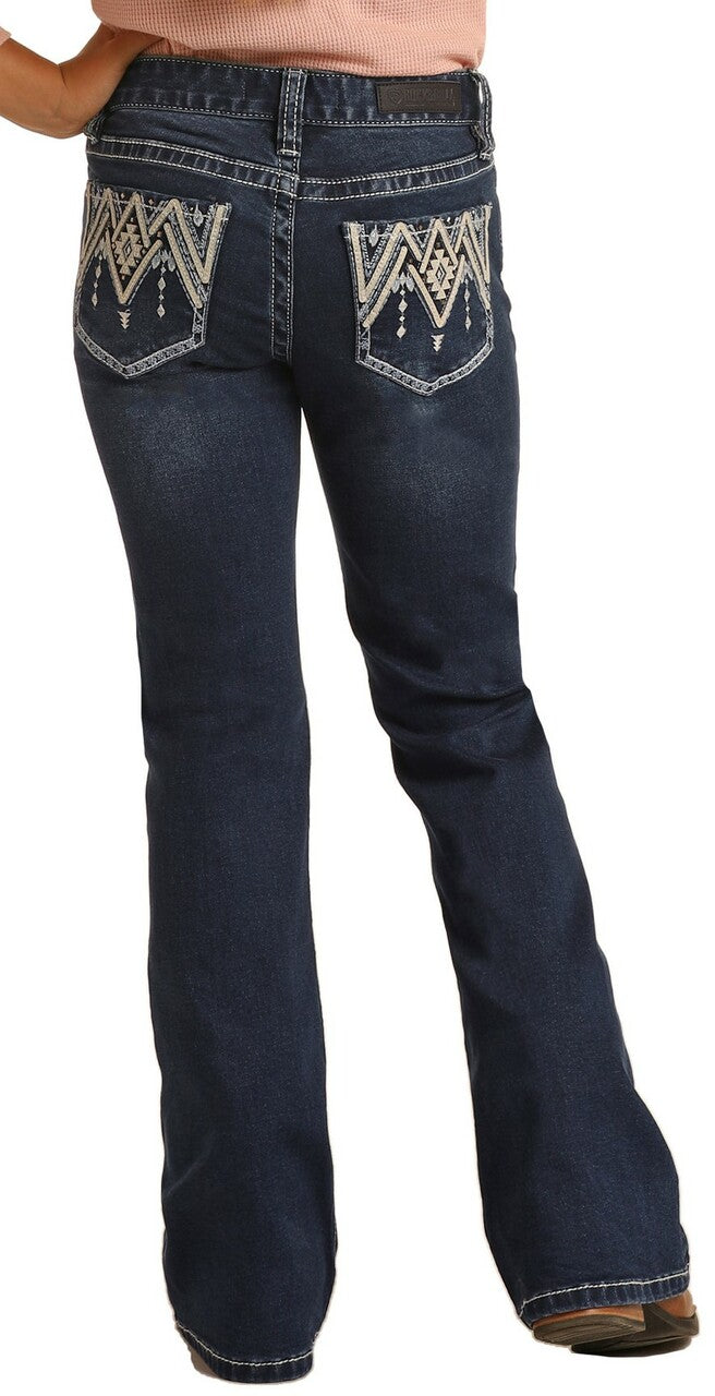 Girls Stretch Dark Wash Bootcut Jeans