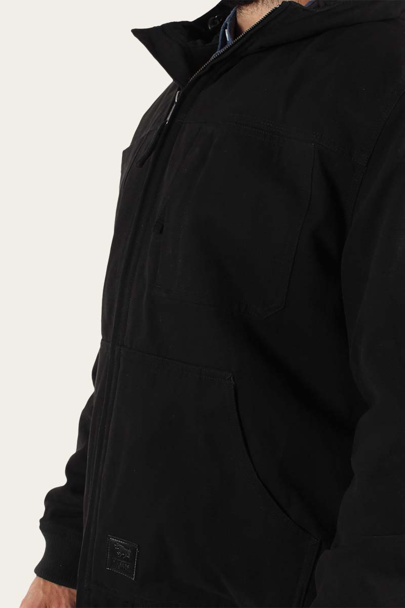 Ringers Western Kalgoorlie Mens Long Canvas Jacket - Black SIZE M