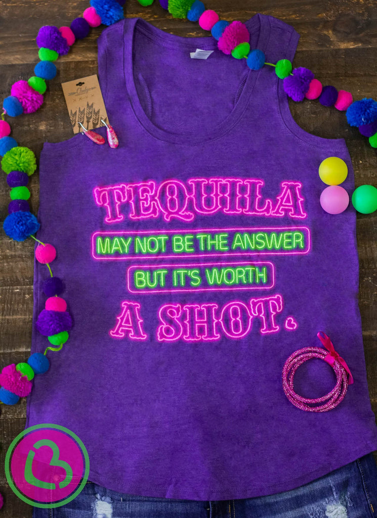 "Its worth a shot" Purple Tank