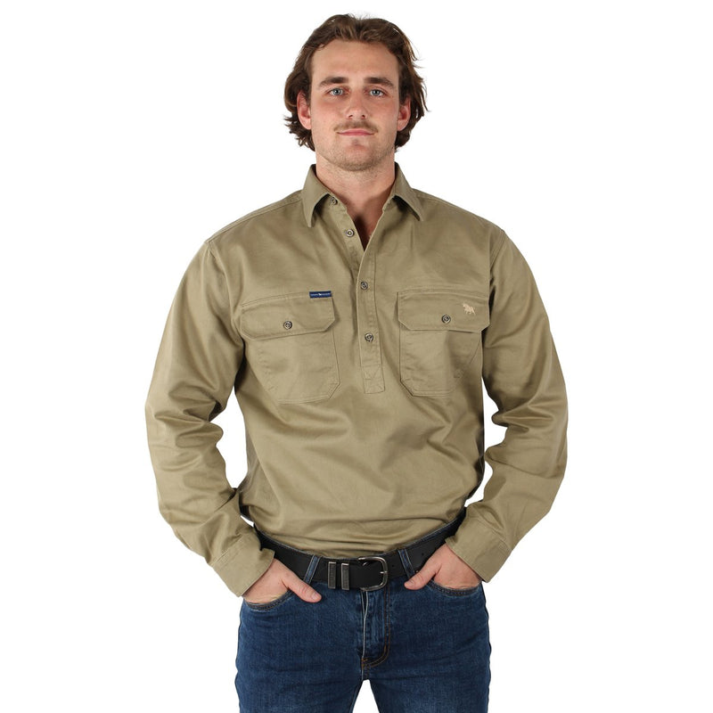 Ringers Western Australian Made Heavy Weight Coburn Mens Work Shirts - Khaki