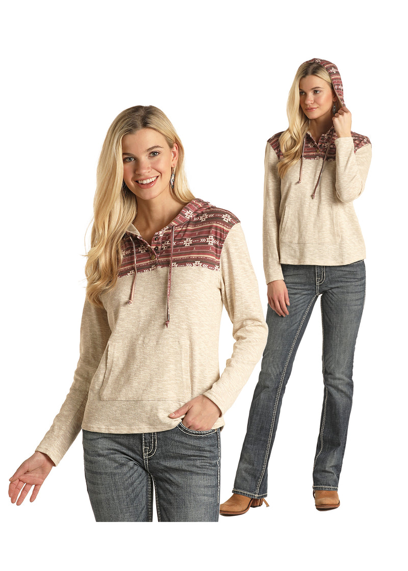 Womans Lightweight Aztec Hooded Sweater