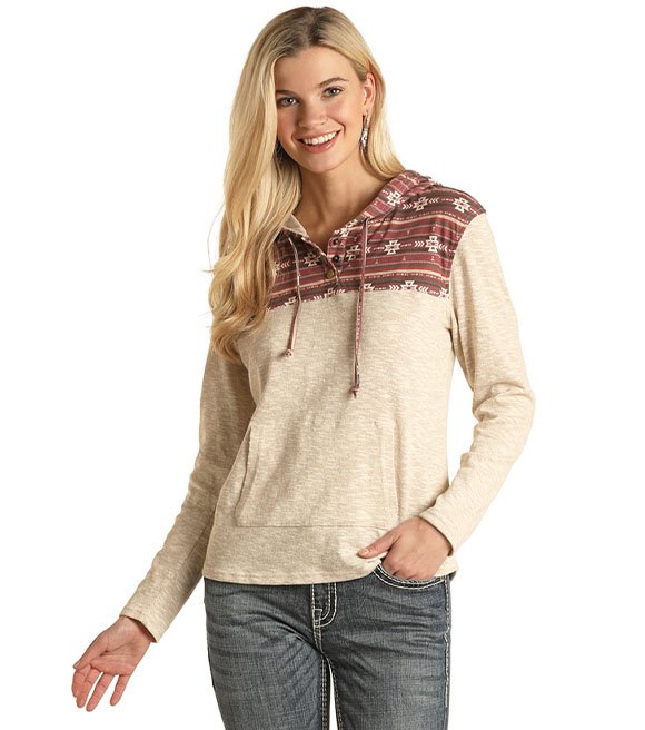 Womans Lightweight Aztec Hooded Sweater