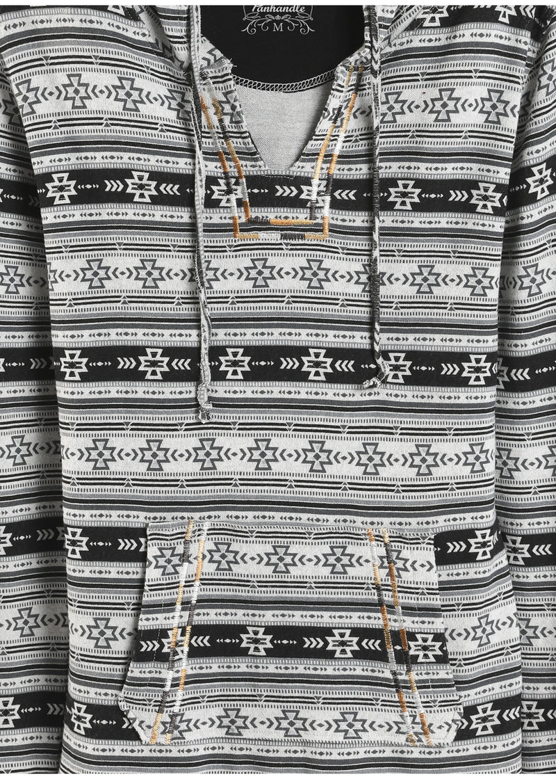 Womans Black and White Aztec Lightweight Pullover Hoodie