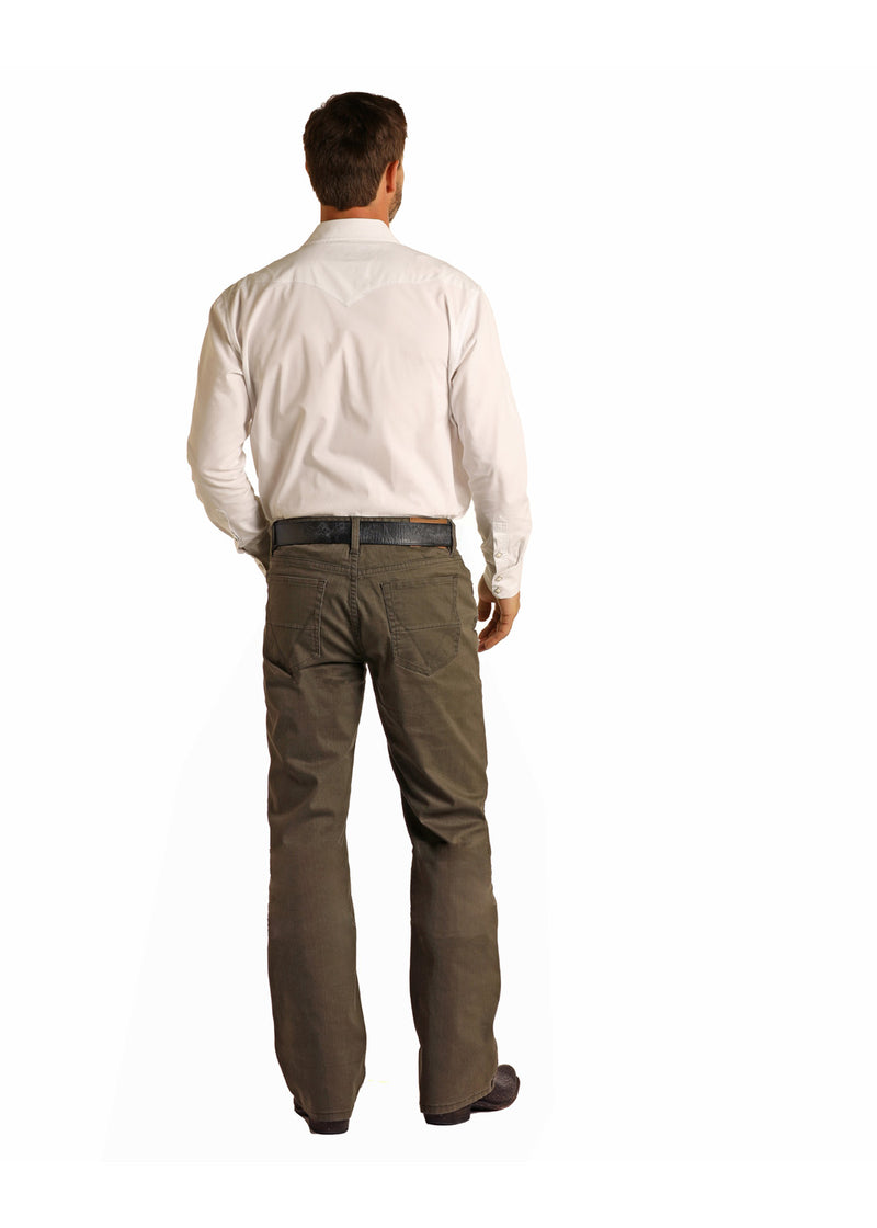 Mens Double Barrel Relaxed Fit Strait Stretch Jean - Olive