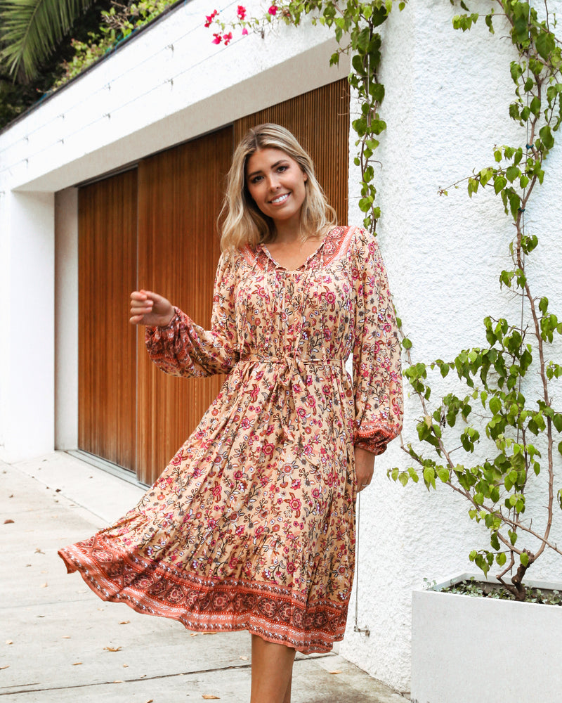 Womans Sandra Long Sleeve Midi Dress