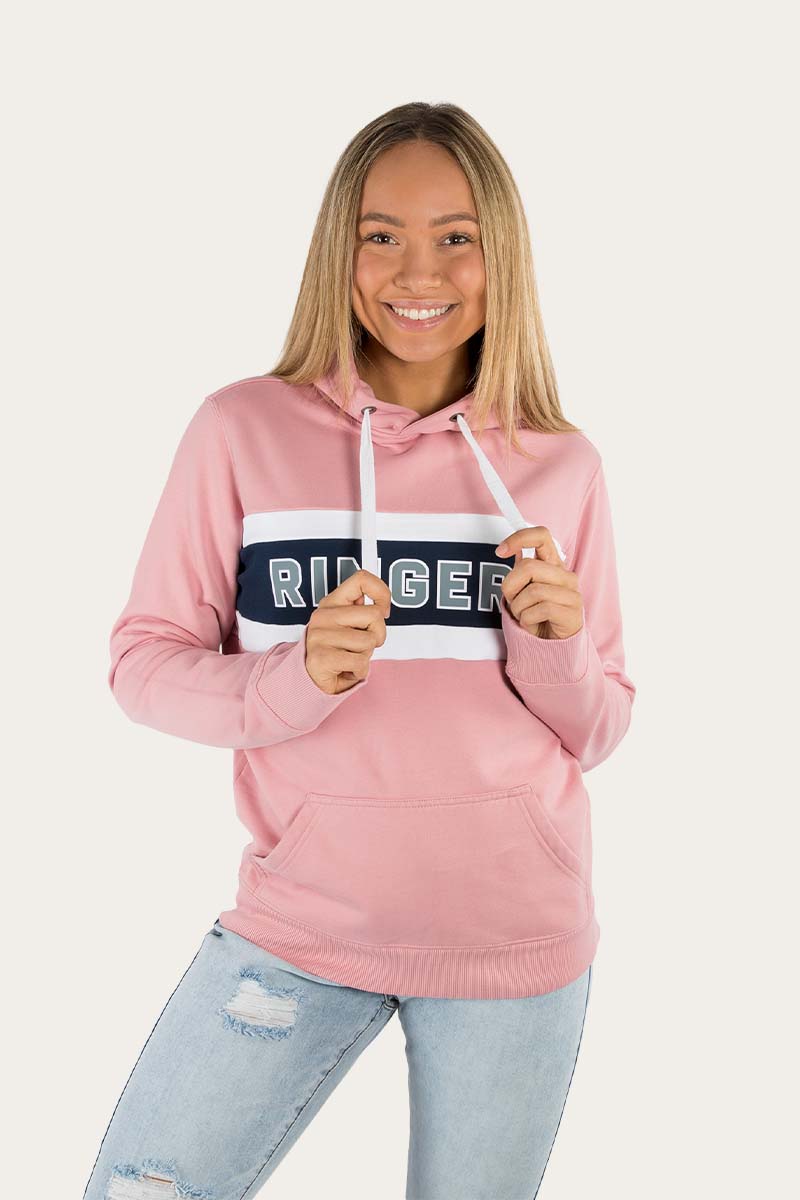 Ringers Western Melbourne Womens Heavyweight Hoodie- Rosey SIZE 14 & 16Pink