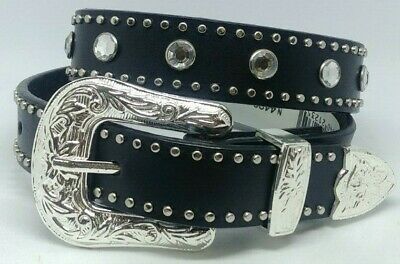 Girls Black Rhinestone Western Belt - Clearance