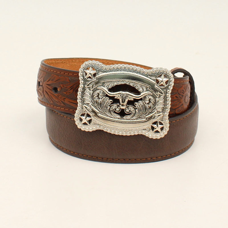 Boys Leather Longhorn Western Belt