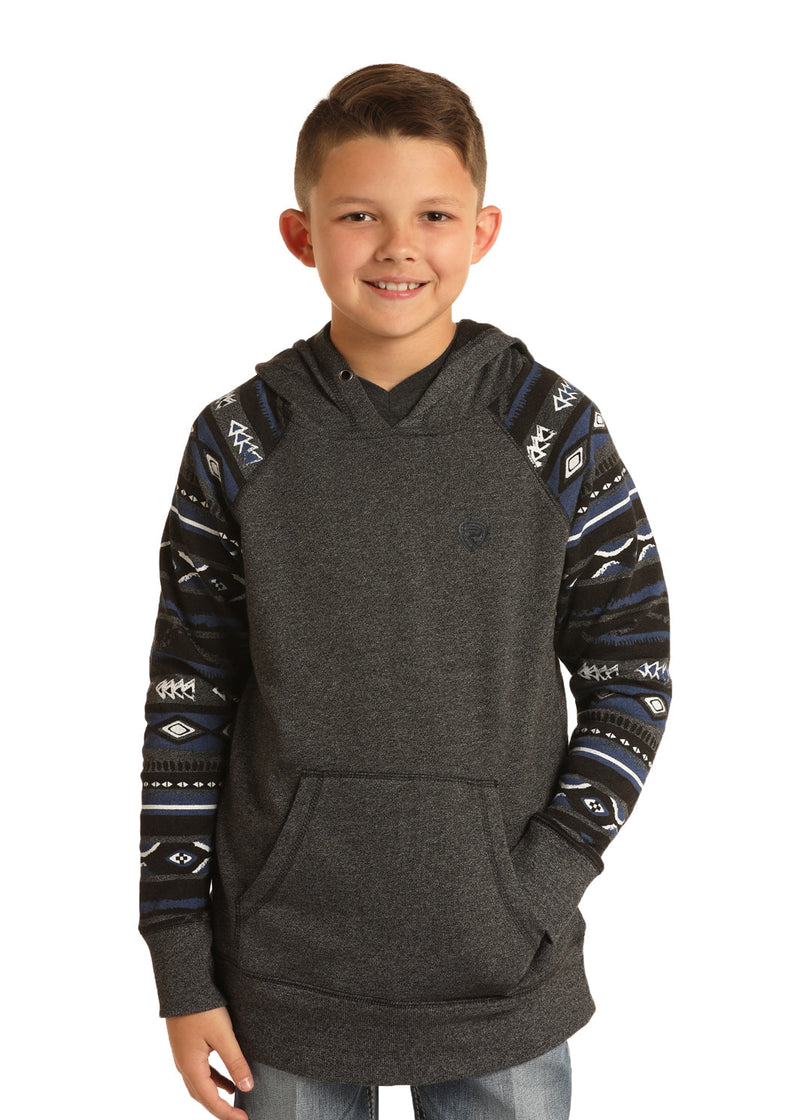 Boys Charcoal Grey Aztec Hoodie