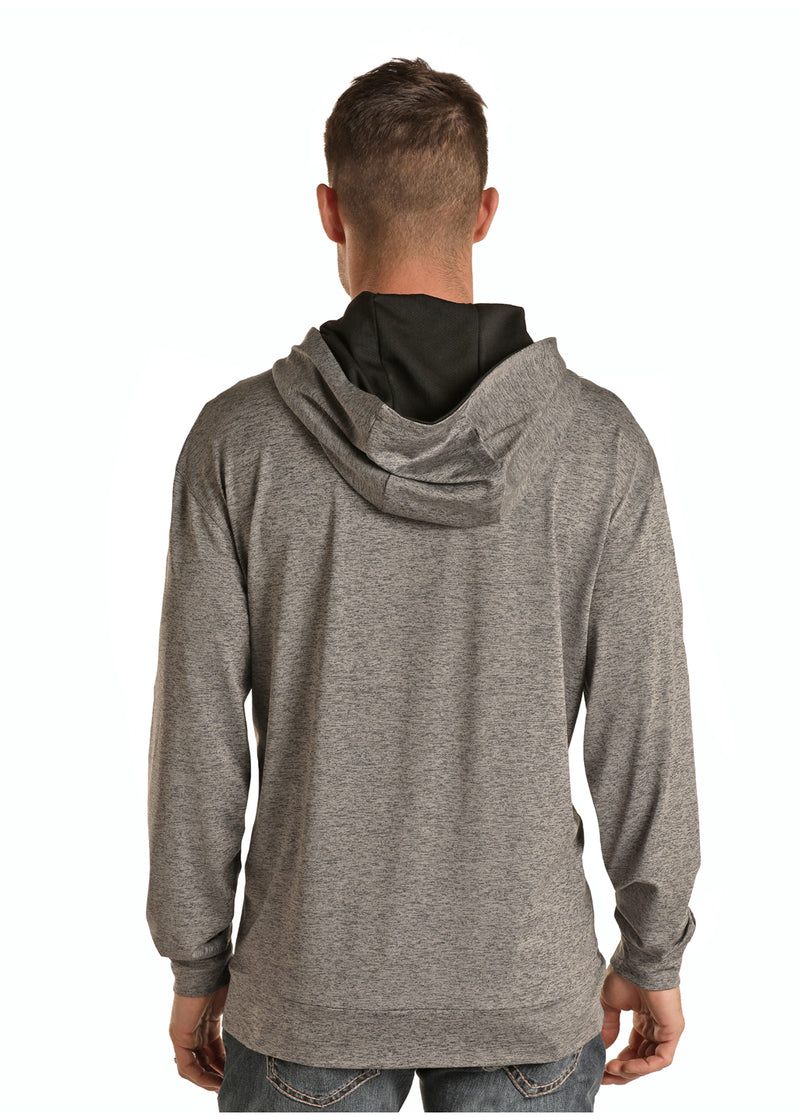 Mens Grey Active Hooded Shirt